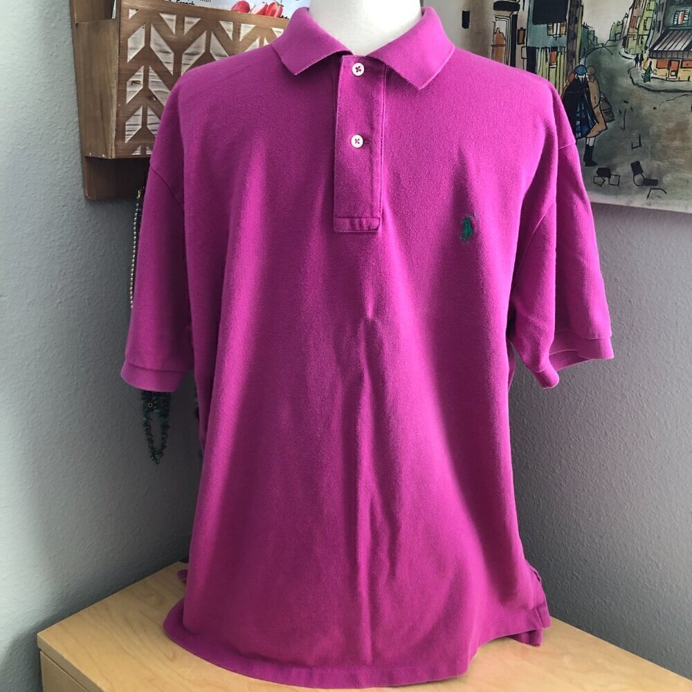 POLO Ralph Lauren Violet Purple Pique Knit Polo Shirt Large L Resortwear Preppy